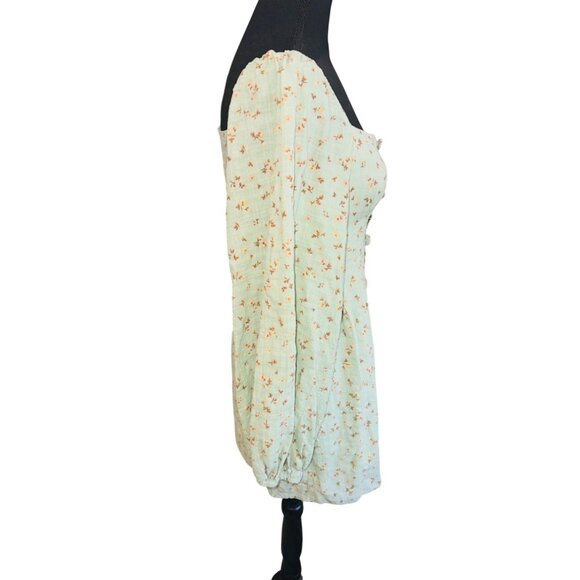 Sabo Tyla Cottage Core Floral Puff Sleeve Mini Dress Square Neck S Boho Peasent - Picture 8 of 13